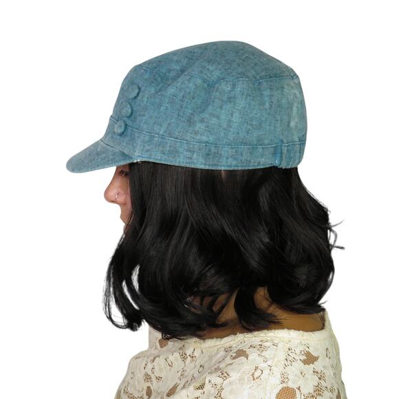 Toucan Collection Vintage Y2k Blue Chambray Denim Newsboy Cap Hat - Picture 1 of 6